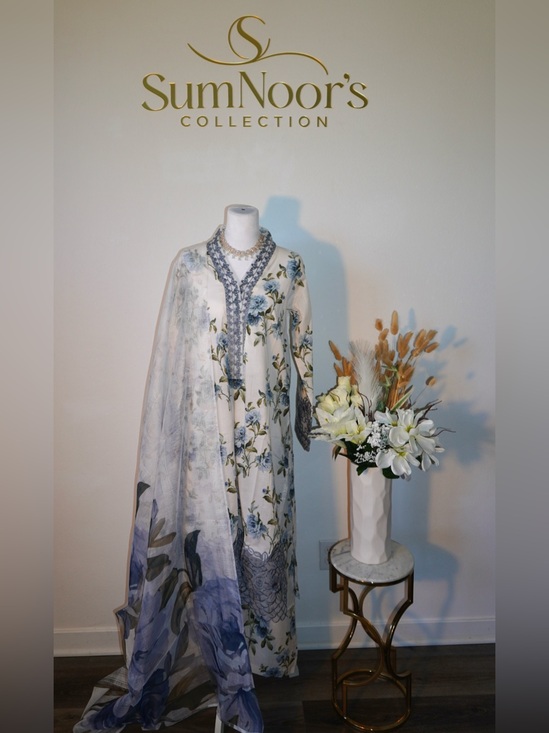 sumnoors Other - Floral Blue Lawn Dress